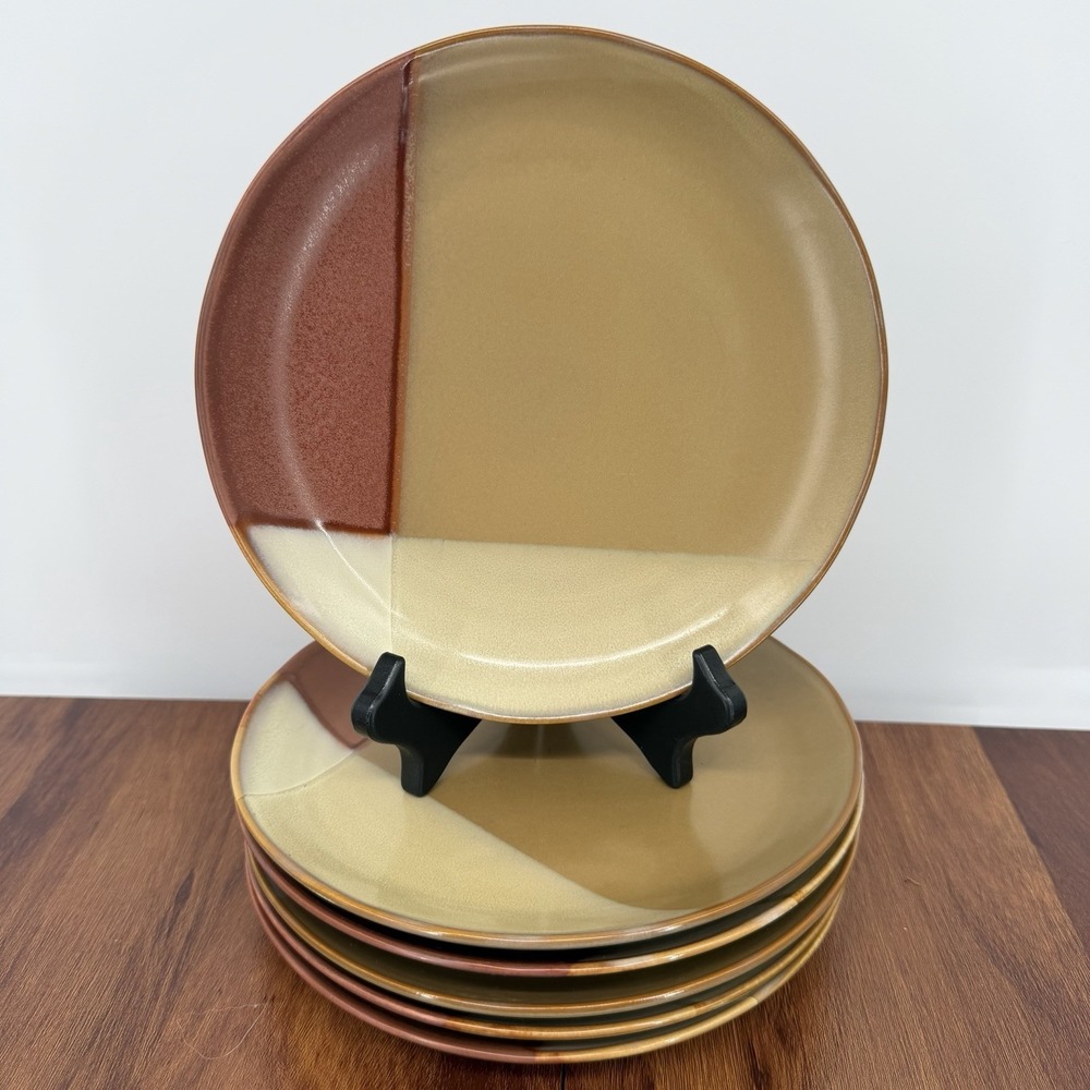 Sango Gold Dust Sienna 5039 Salad Plates Set of 6 Brown Tan 8" Modern Dinnerware
